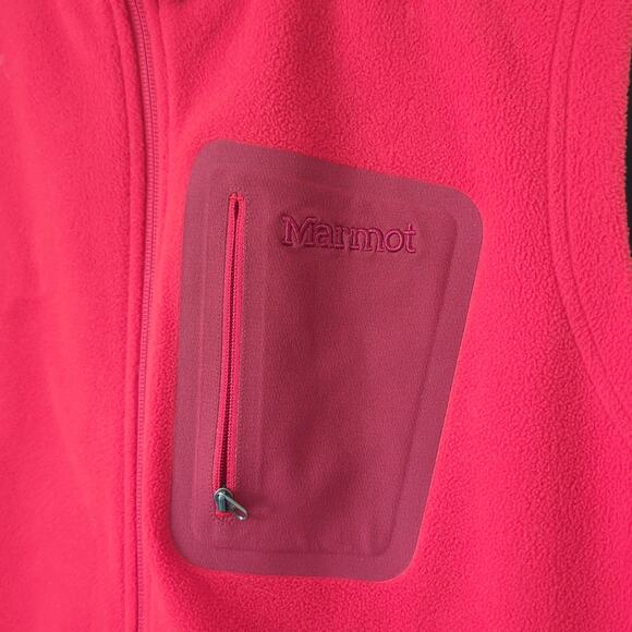 Marmot Polartec Red Full Zip Fleece Vest Mens Size Large Microfleece Warm Layer - Picture 8 of 9